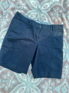 crown & ivy Navy Cotton Bermuda Shorts